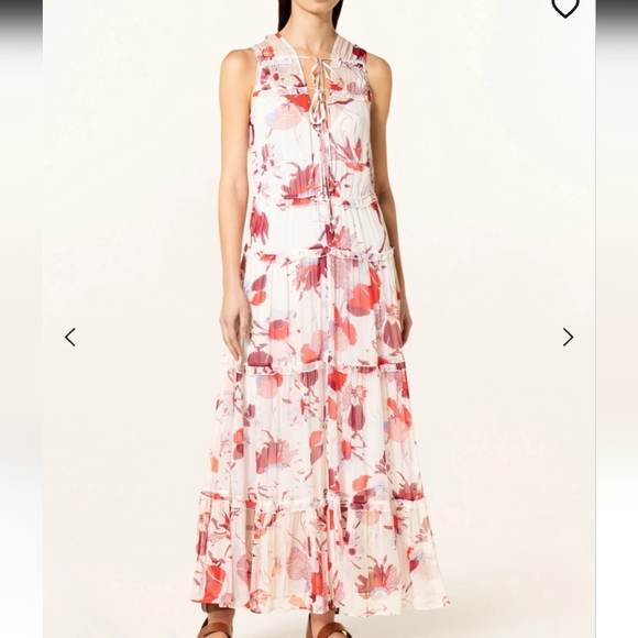 Boss Dabeata Chiffon Maxi Floral With Adjustable Ties Dress Size 14 - Picture 8 of 9